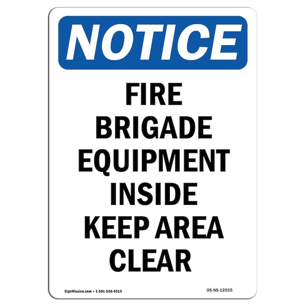 OSHA Sign, Fire Brigade Equipment Inside, 5in X 3.5in Decal, 10PK, 3.5" W, 5" L, Portrait, PK10